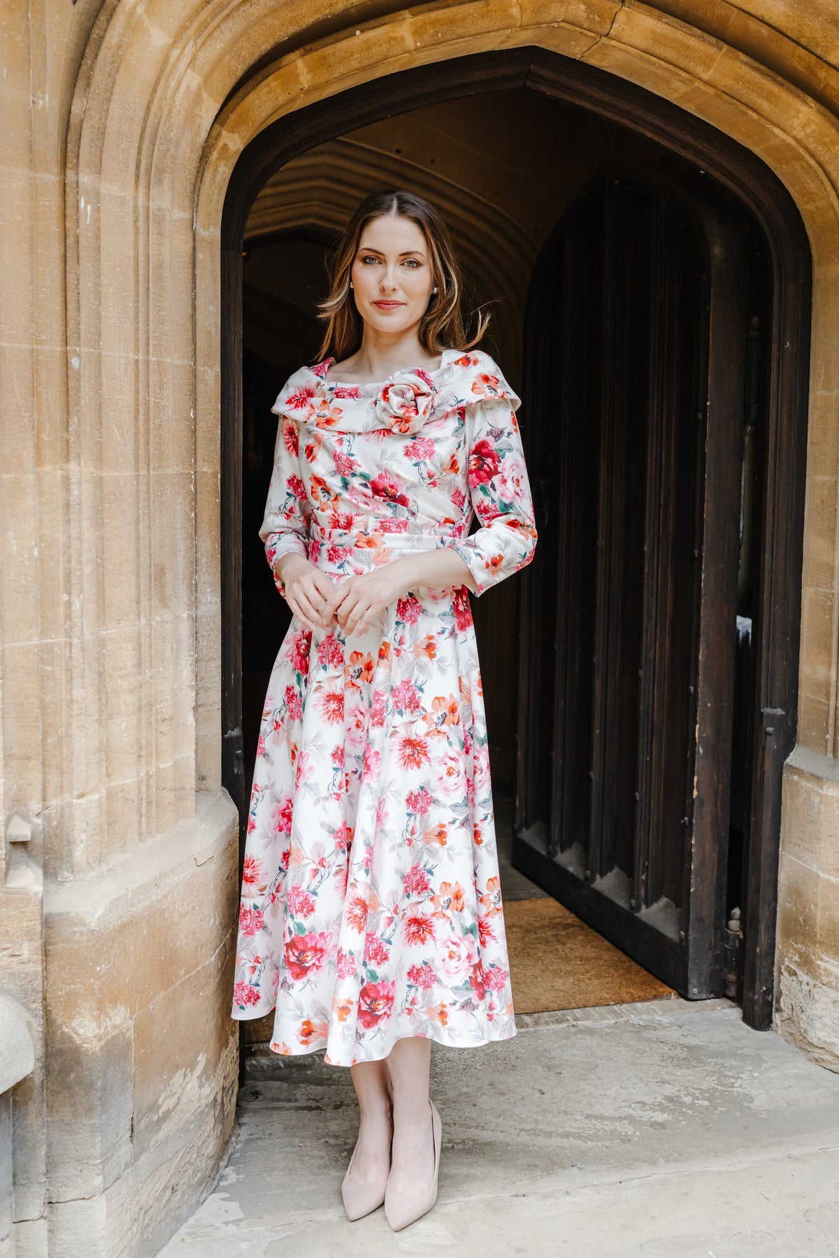 Bombshell Bette Dress in Zaria Pink Floral Print