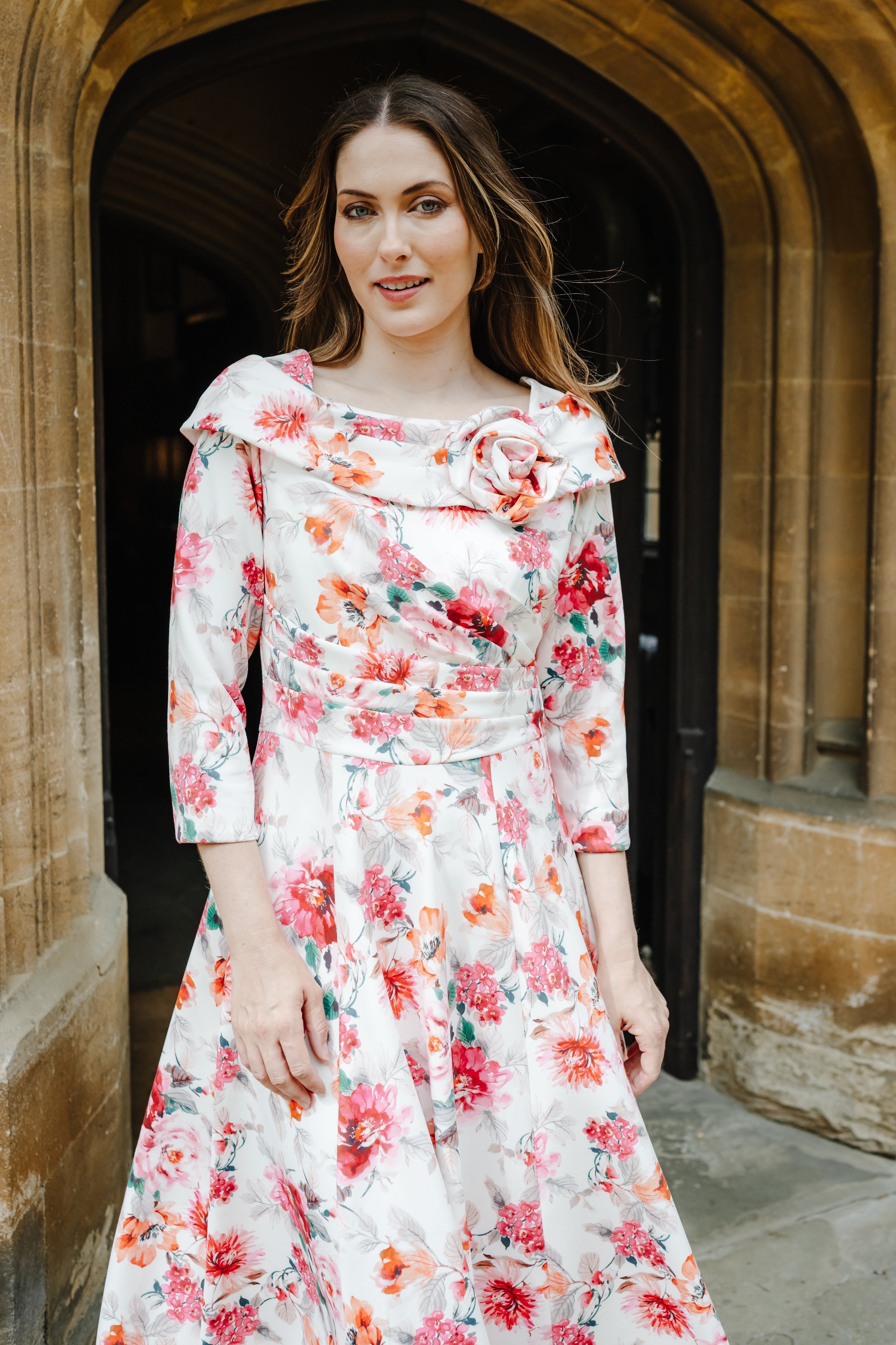 Bombshell Bette Dress in Zaria Pink Floral Print