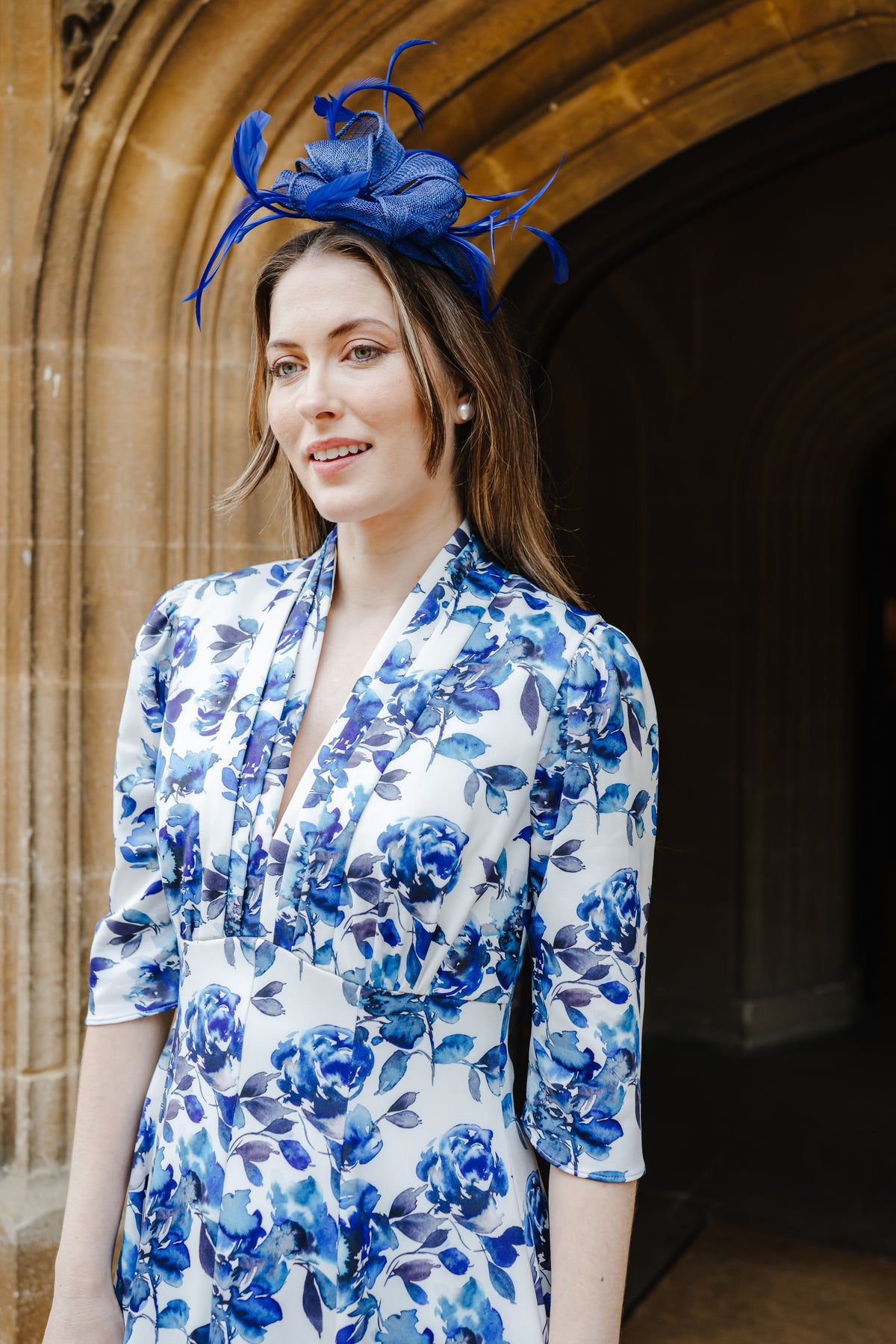Bombshell Lauren Dress in Camellia Blue Floral Print