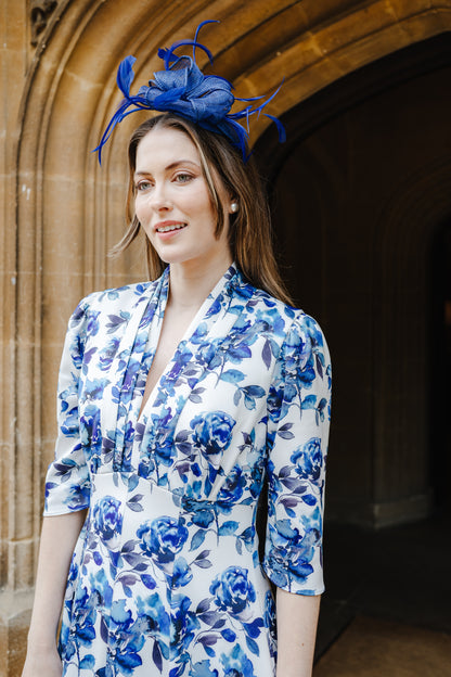 Bombshell Lauren Dress in Camellia Blue Floral Print
