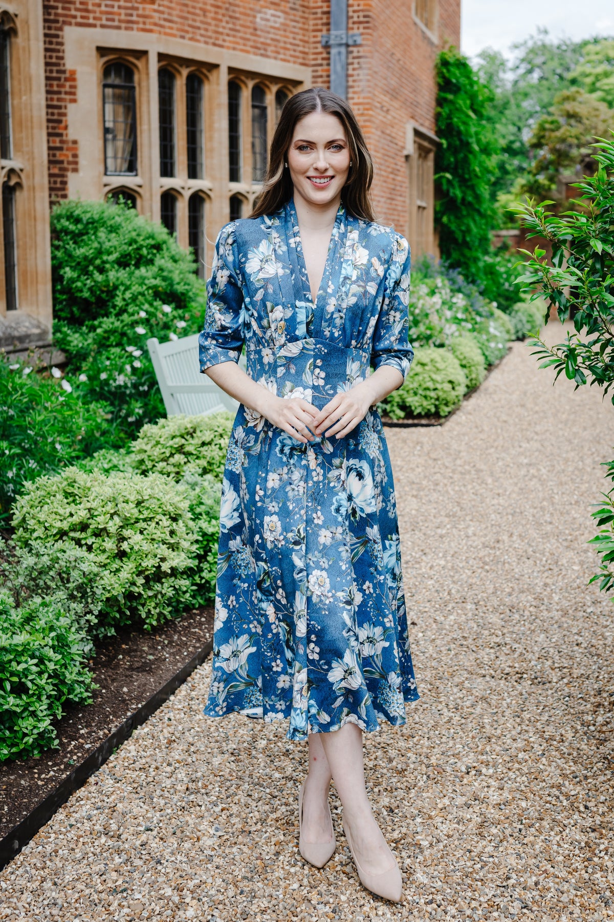 Bombshell Lauren Dress in Iathe Blue Floral Print