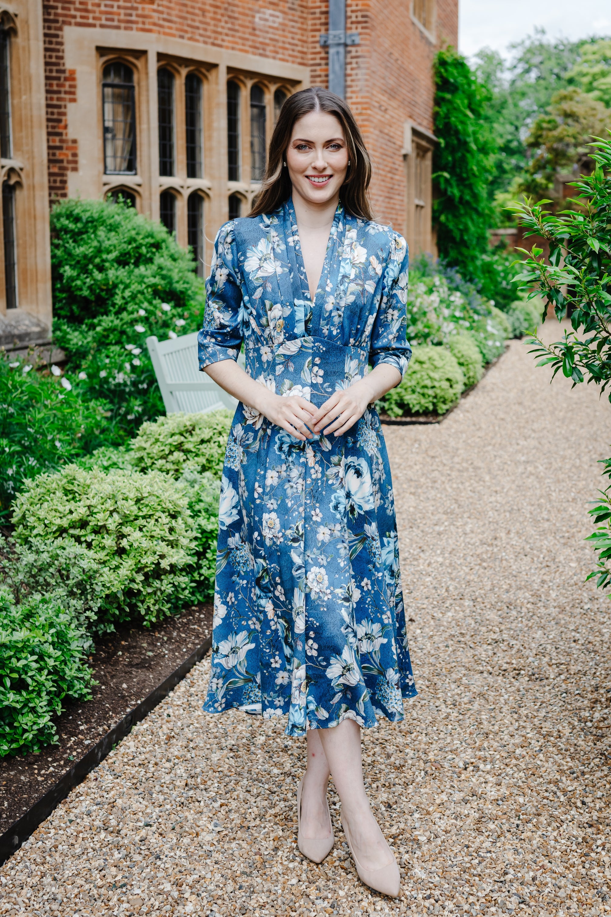 Bombshell Lauren Dress in Iathe Blue Floral Print