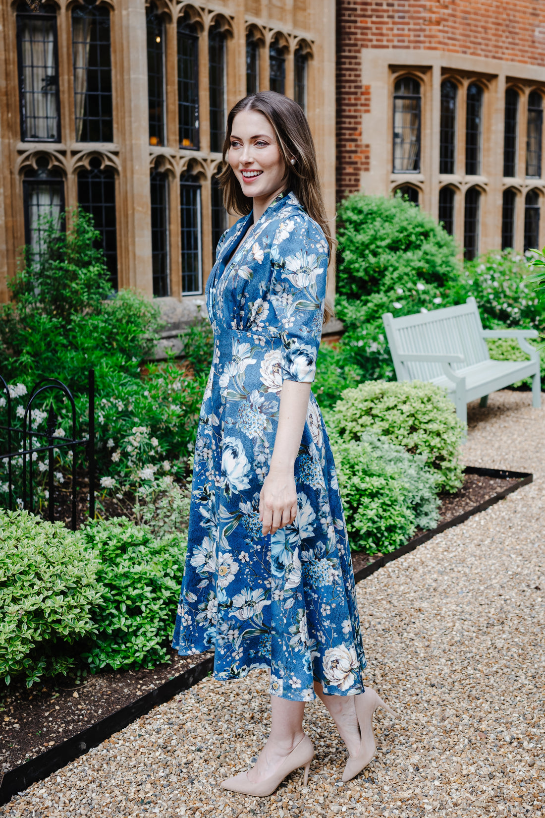 Bombshell Lauren Dress in Iathe Blue Floral Print