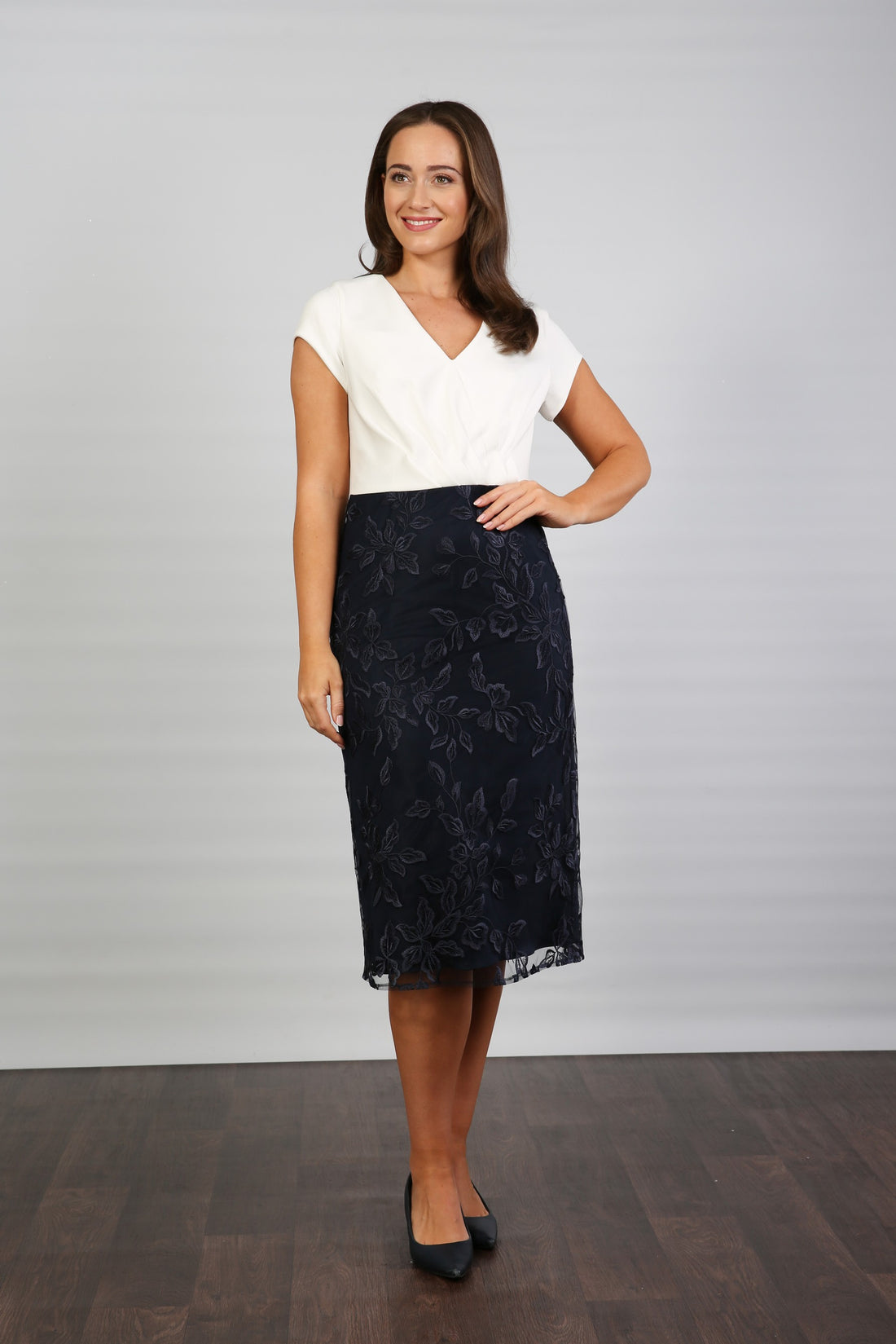 Brooke Stretch Jersey Occasion Wear Dress in Dark Navy