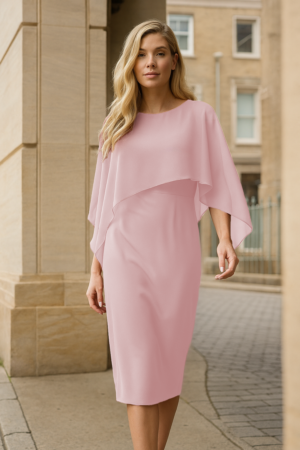 Kristen Jersey Special Occasion Dress in Blush