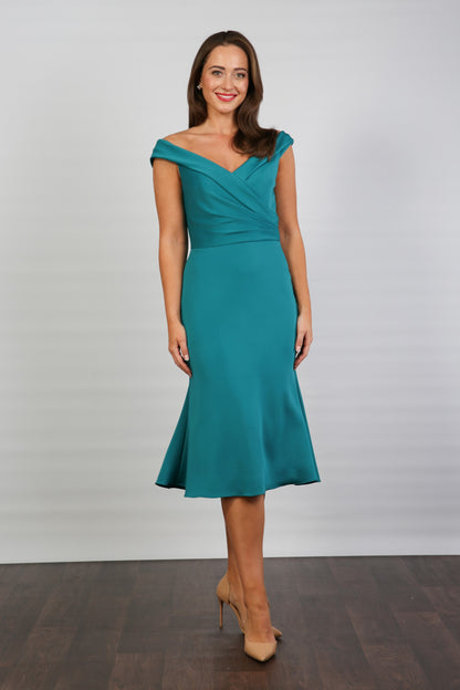 Milla Edge of the Shoulder Jersey Dress in Teal