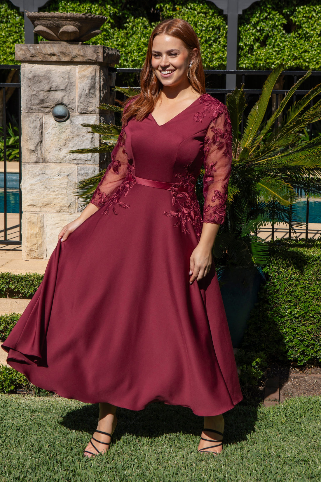 Selita Stretch Jersey Special Occasion Dress in Ruby