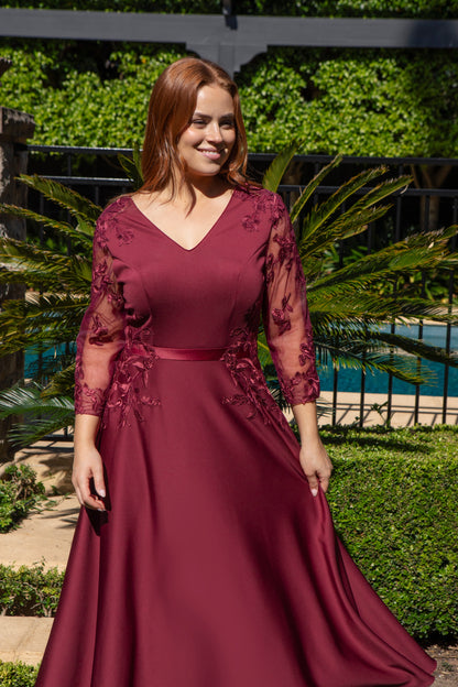 Selita Stretch Jersey Special Occasion Dress in Ruby