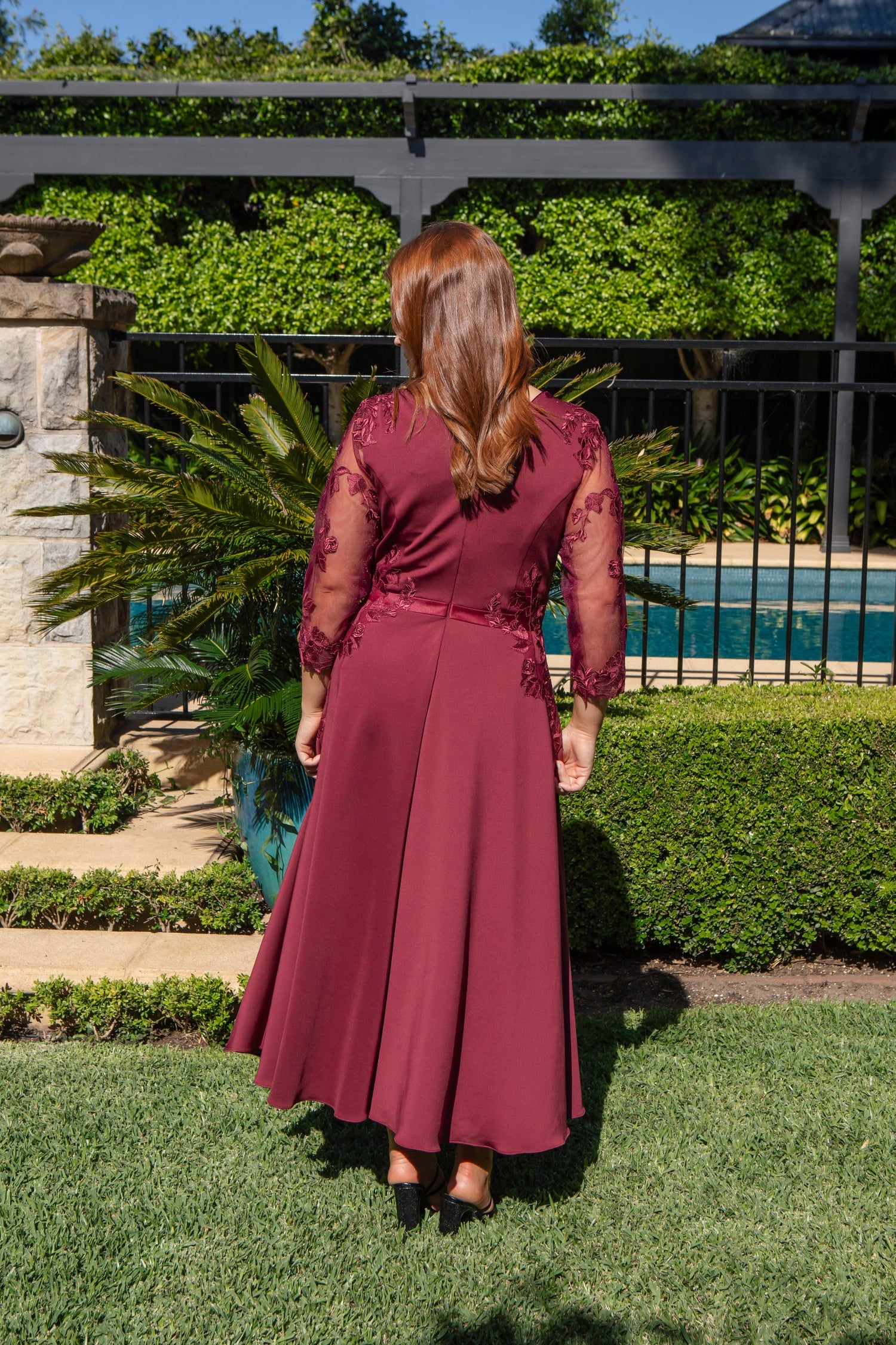 Selita Stretch Jersey Special Occasion Dress in Ruby