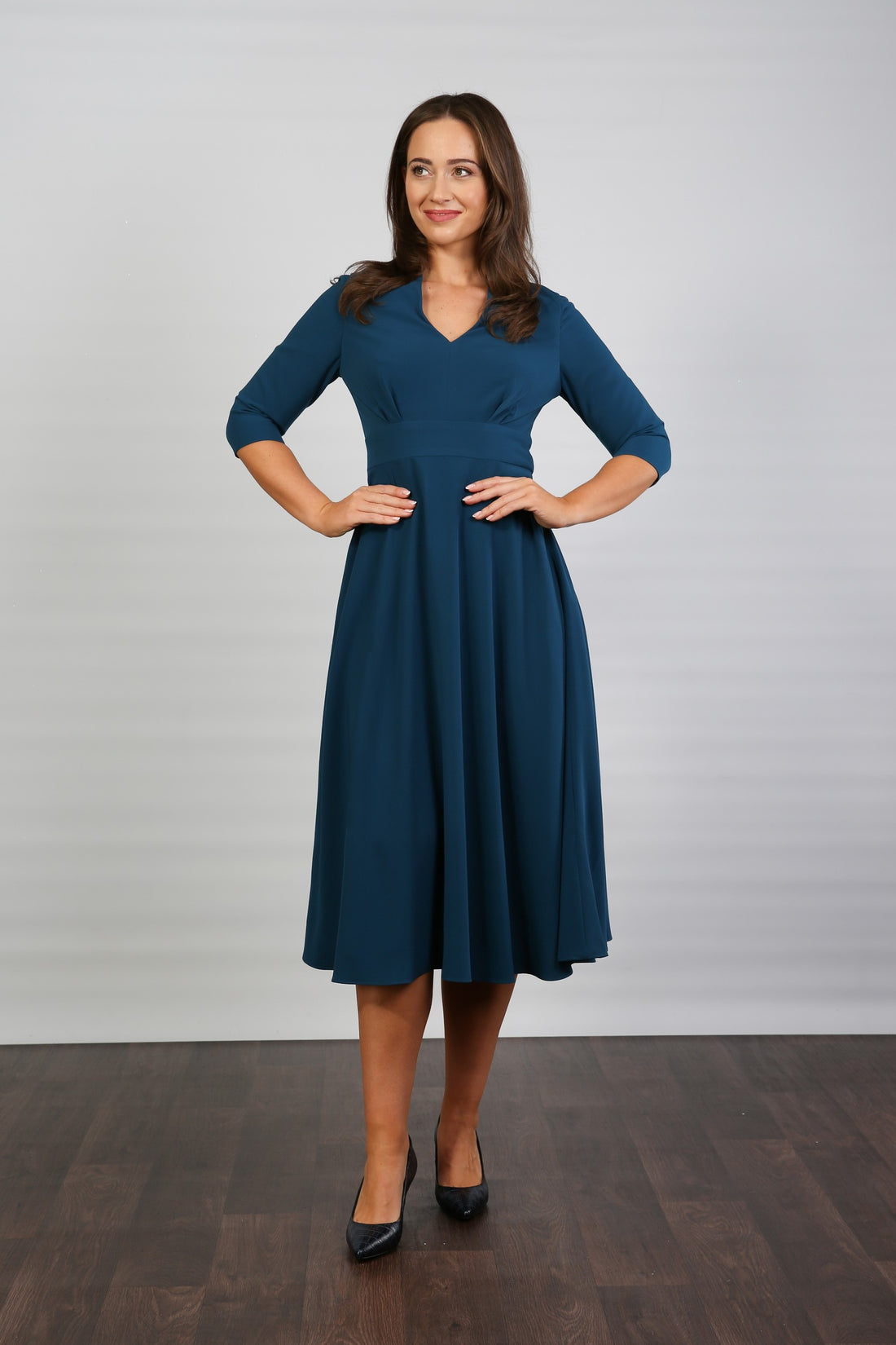 Cheryl Moss Crepe Dress in Ocean