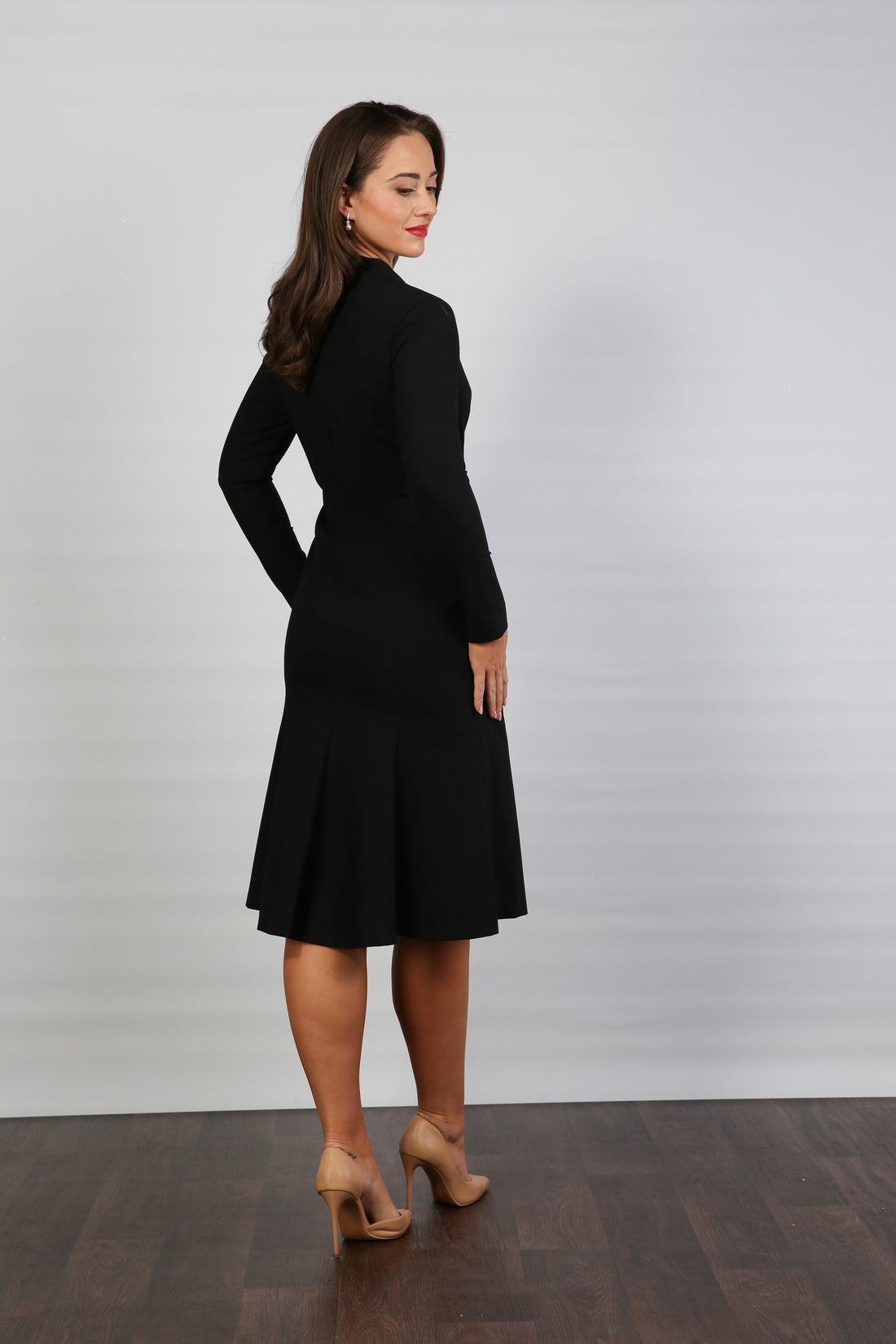 Royer Long Sleeved Dress in Jet Black