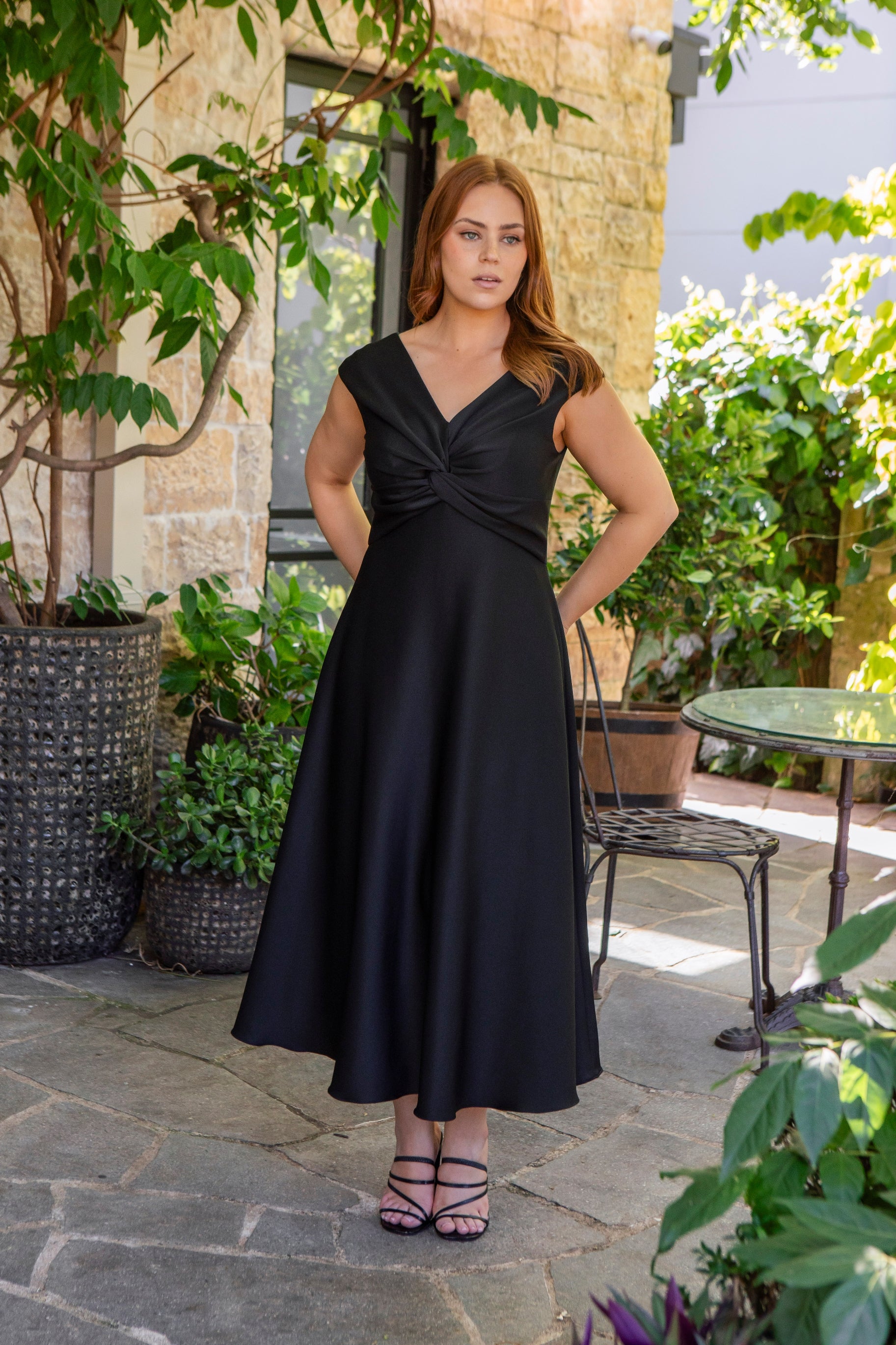 Kathleen Midi Dress and Jacket in Jet Black