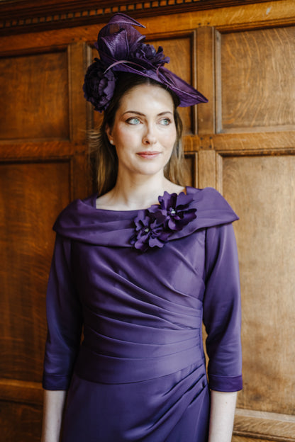 Doran Winter weight Jersey Dress with Sleeves in Blackberry