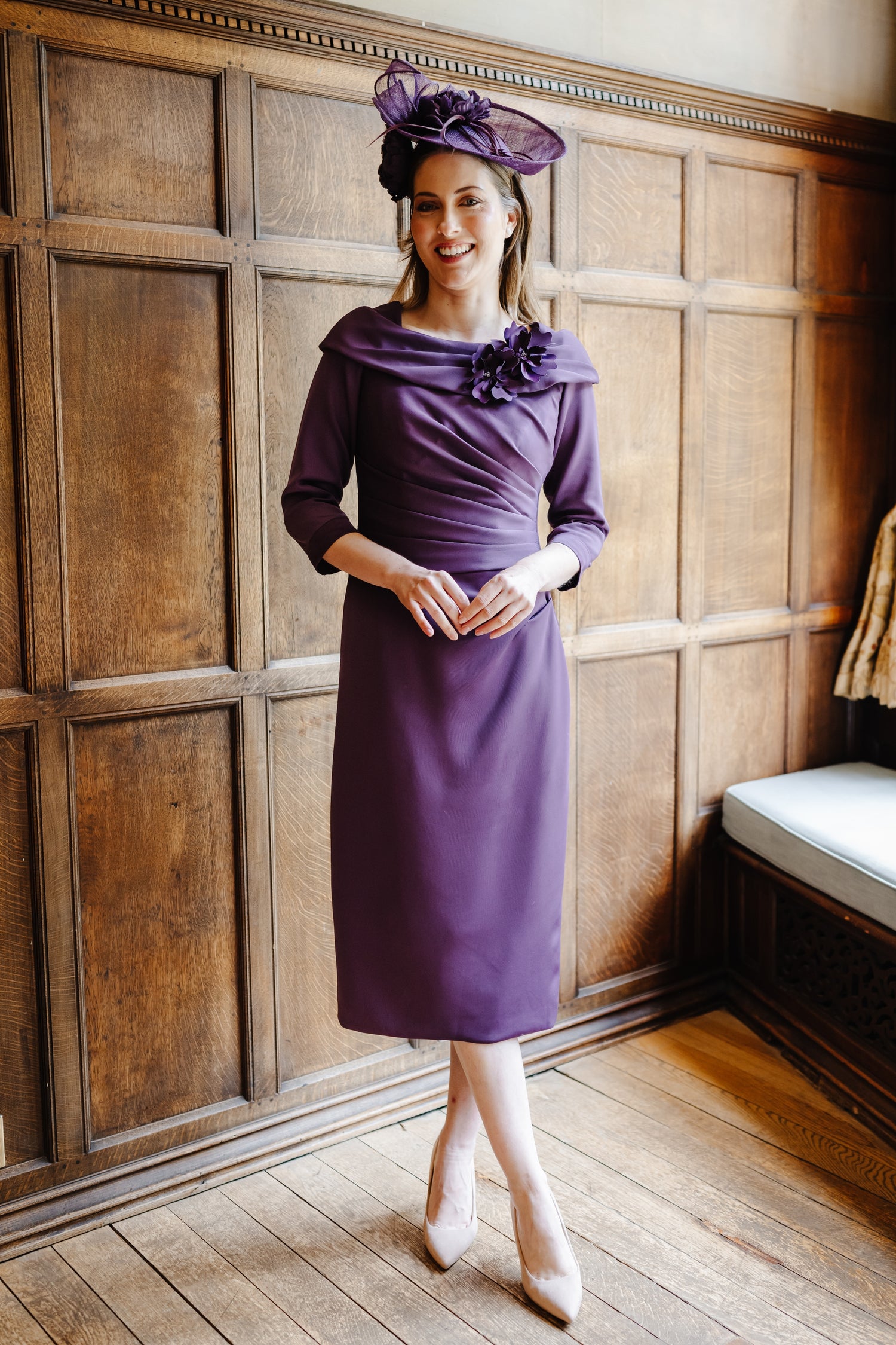 Doran Winter weight Jersey Dress with Sleeves in Blackberry