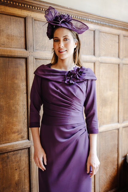 Doran Winter weight Jersey Dress with Sleeves in Blackberry
