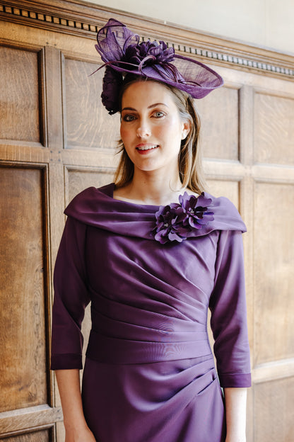 Rosemonde Fascinator in Blackberry