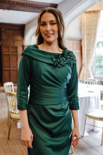 Doran Winter weight Jersey Dress with Sleeves in Juniper