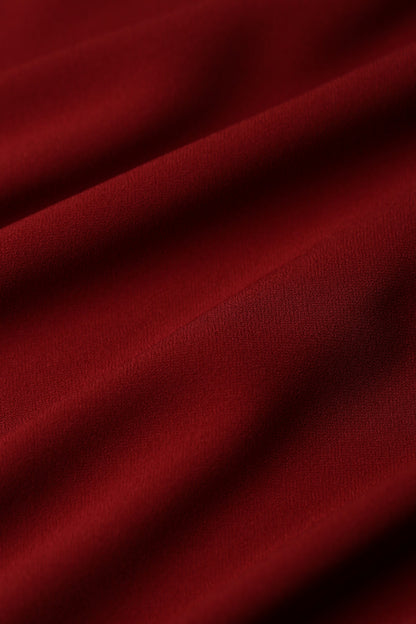 Danielle Relaxed Fit Moss Crepe Dress with Long Sleeves in Rouge Royale