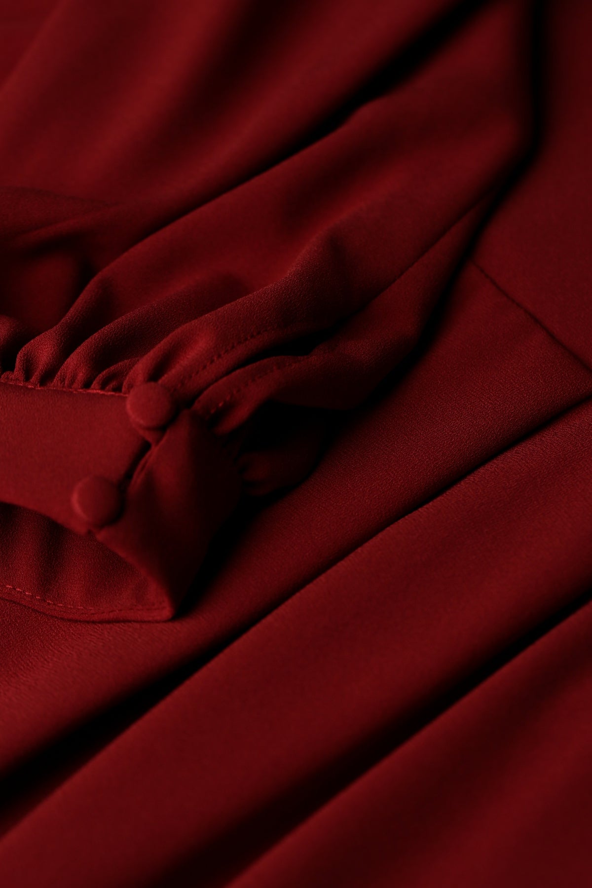 Danielle Relaxed Fit Moss Crepe Dress with Long Sleeves in Rouge Royale