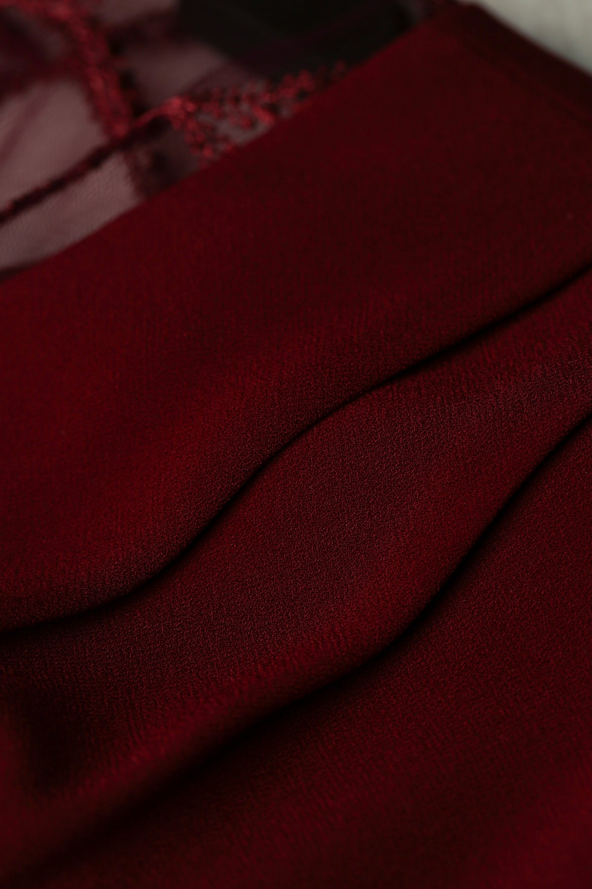 Rianne New Soft Embroidered High Neck Dress in Ruby