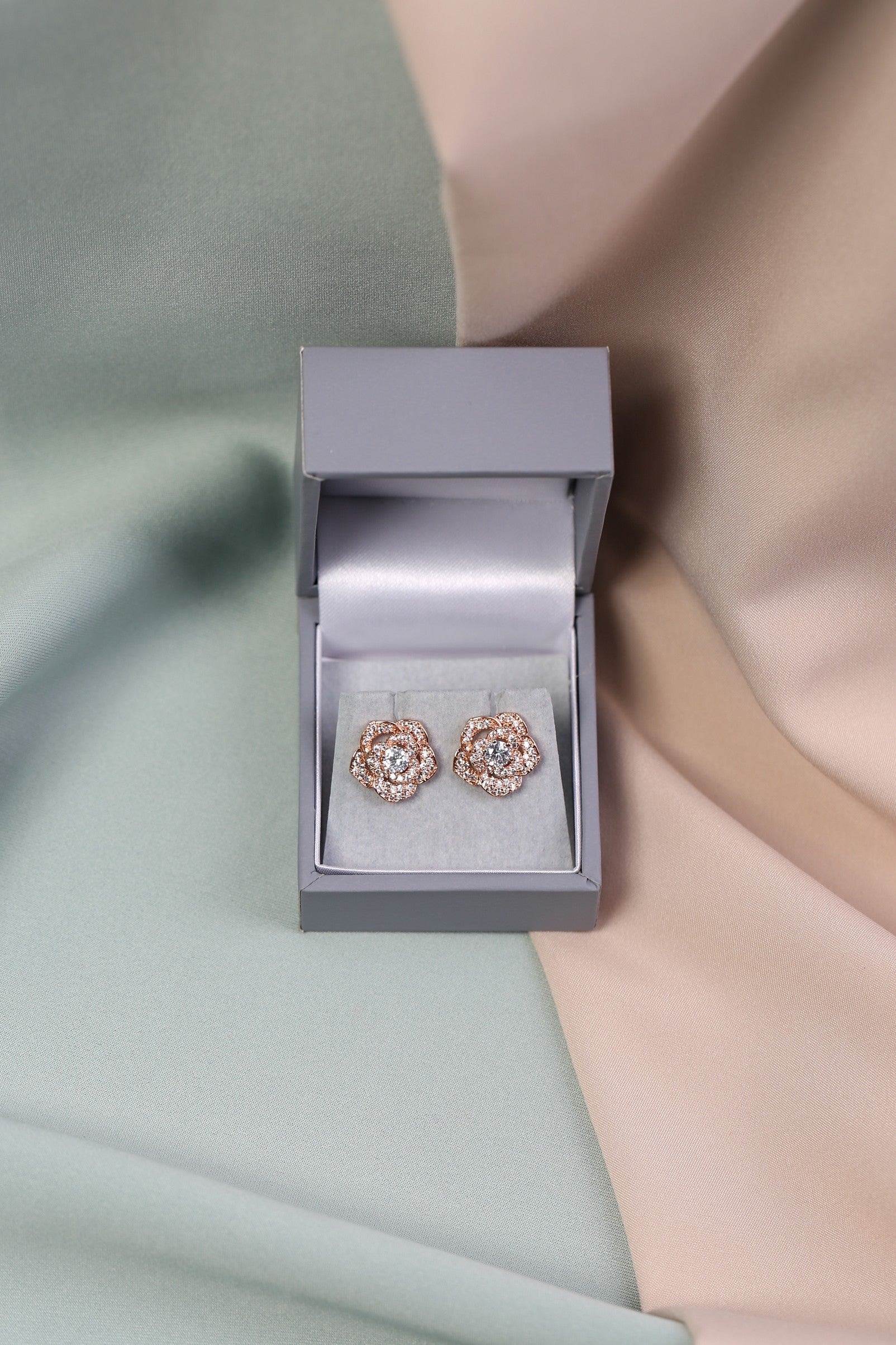 Crystal Rose Stud Earrings