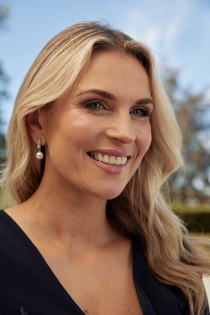 Crystal Drop Pearl Earrings