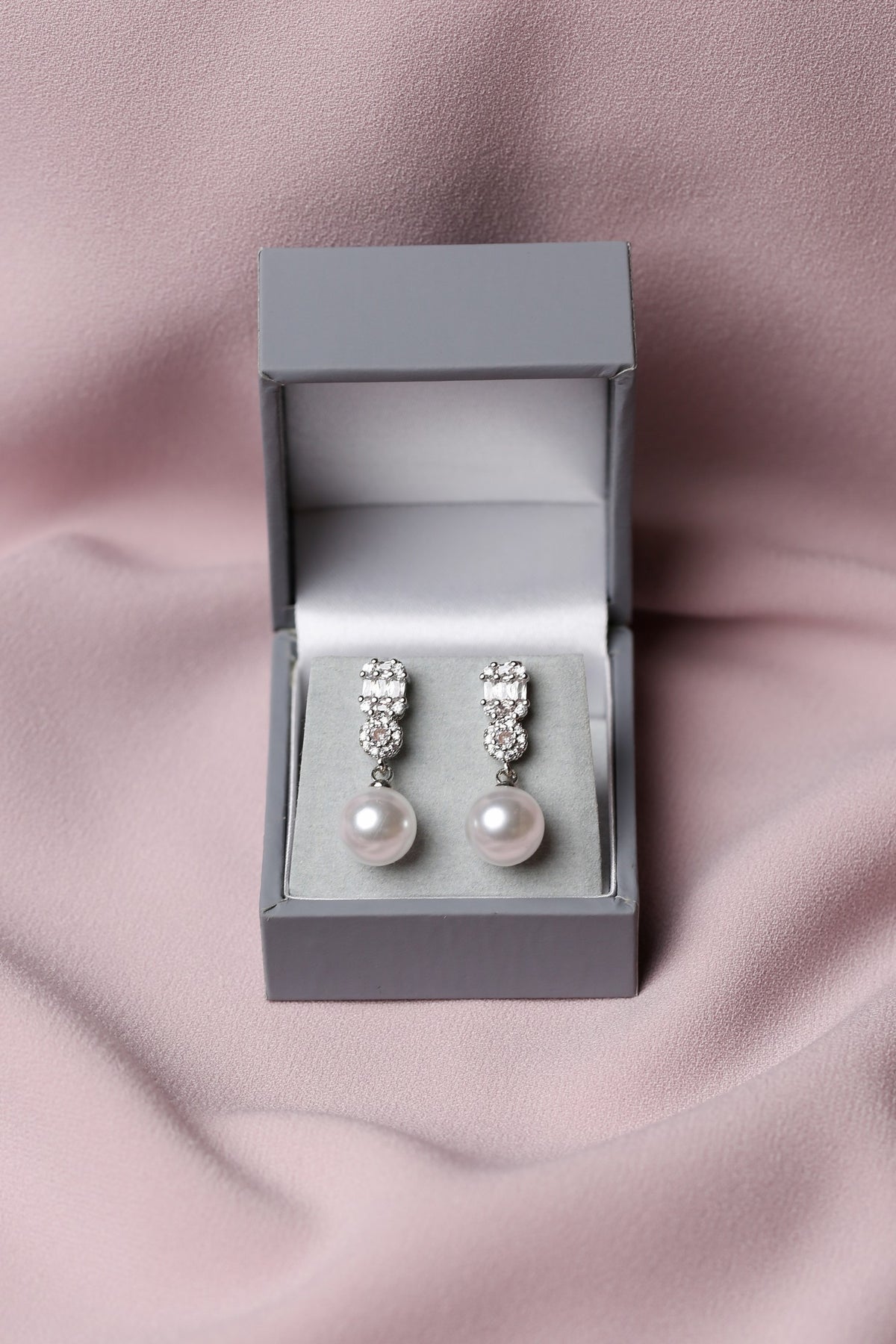 Crystal Drop Pearl Earrings