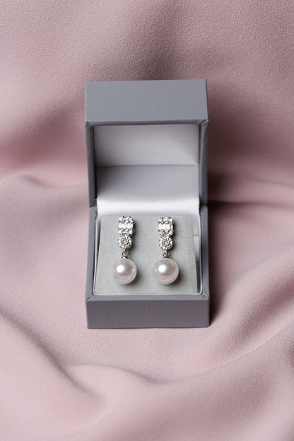 Crystal Drop Pearl Earrings