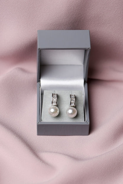 Shaped Crystal and Pearl Earrings