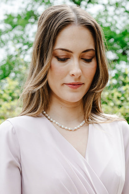 Pearl and Crystal Necklace With Natural Rose Quartz