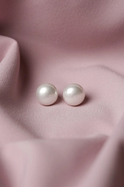 10mm Simulated Pearl Bouton Earrings