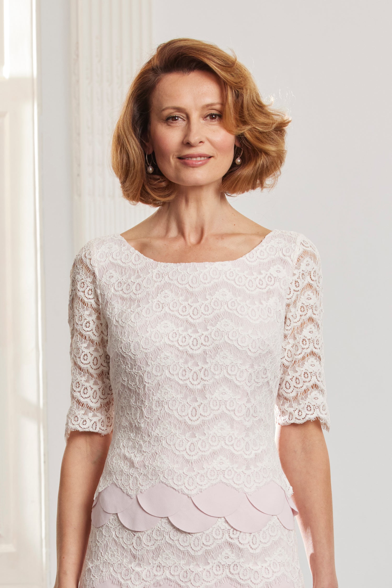 Condici Scallop Lace Occasion Dress with Bolero Jacket in Provence Rose
