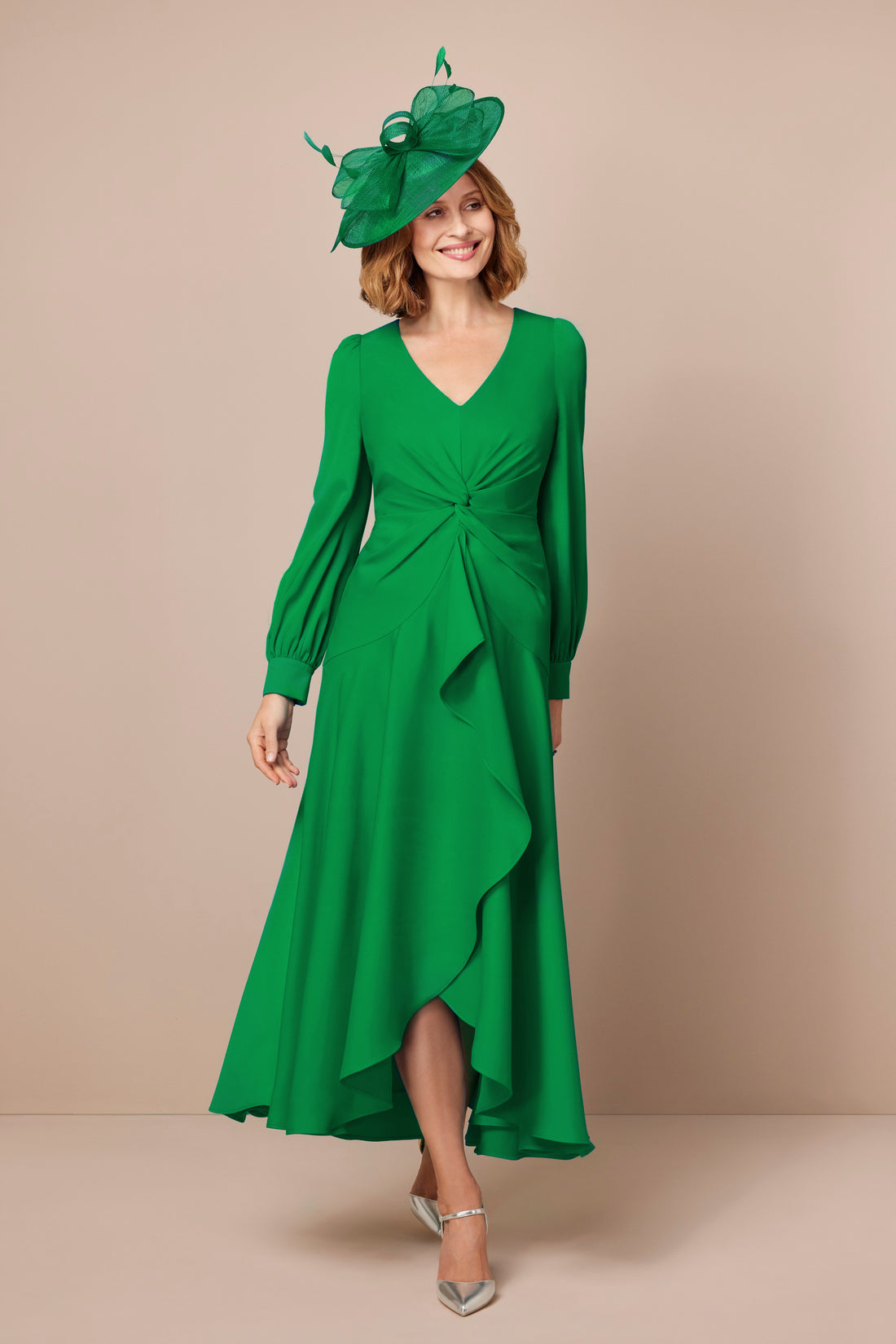 Condici Full Length Special Occasion Dress with sleeves in Emerald
