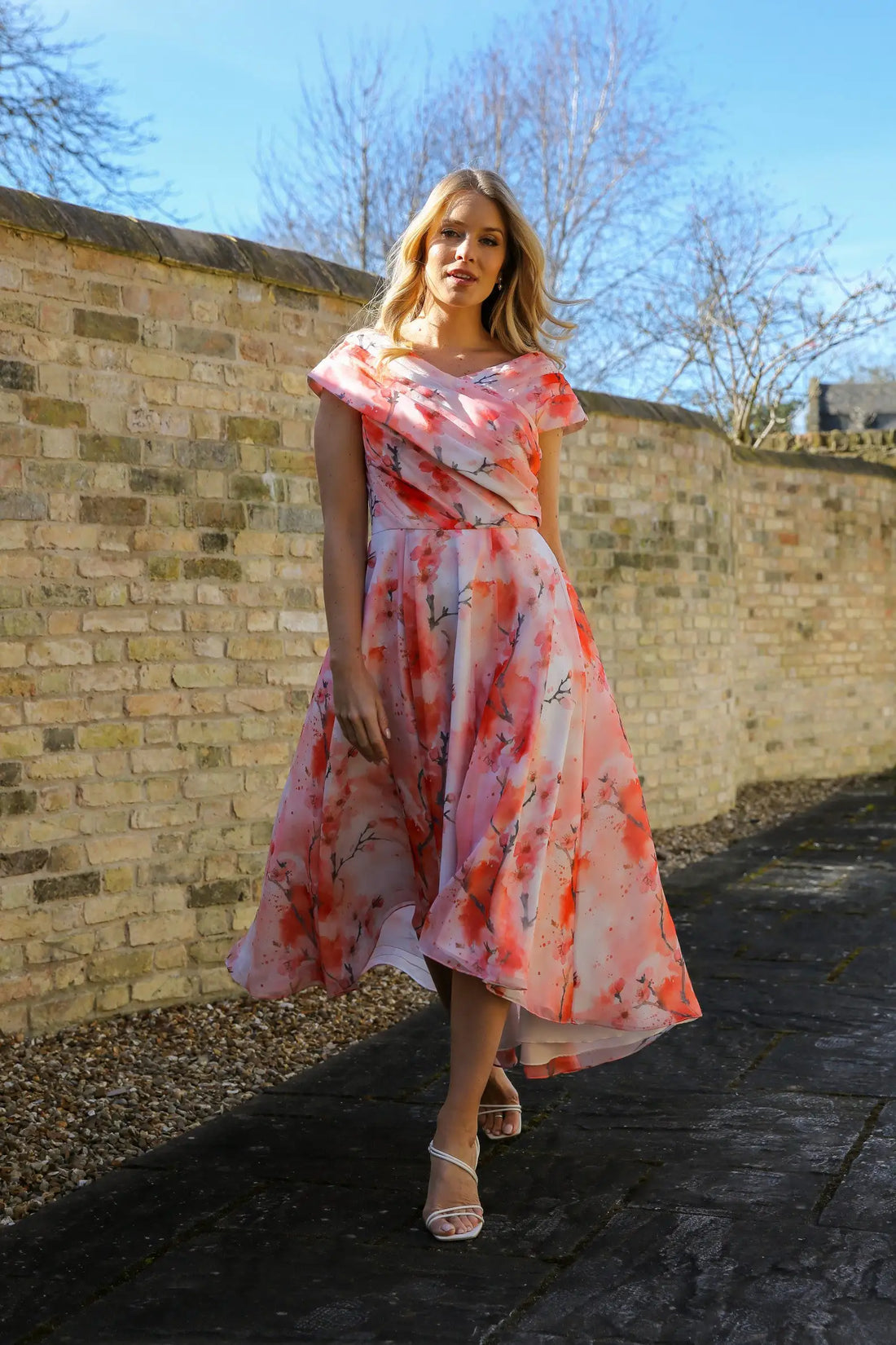 Blaize Flowing Chiffon Special Occasion Dress - Pink Floral