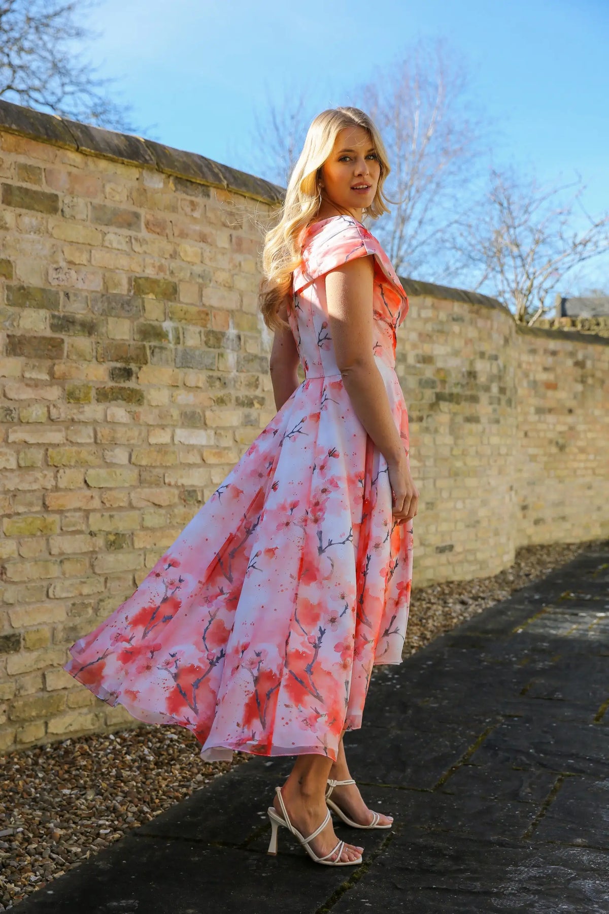 Blaize Flowing Chiffon Special Occasion Dress - Pink Floral