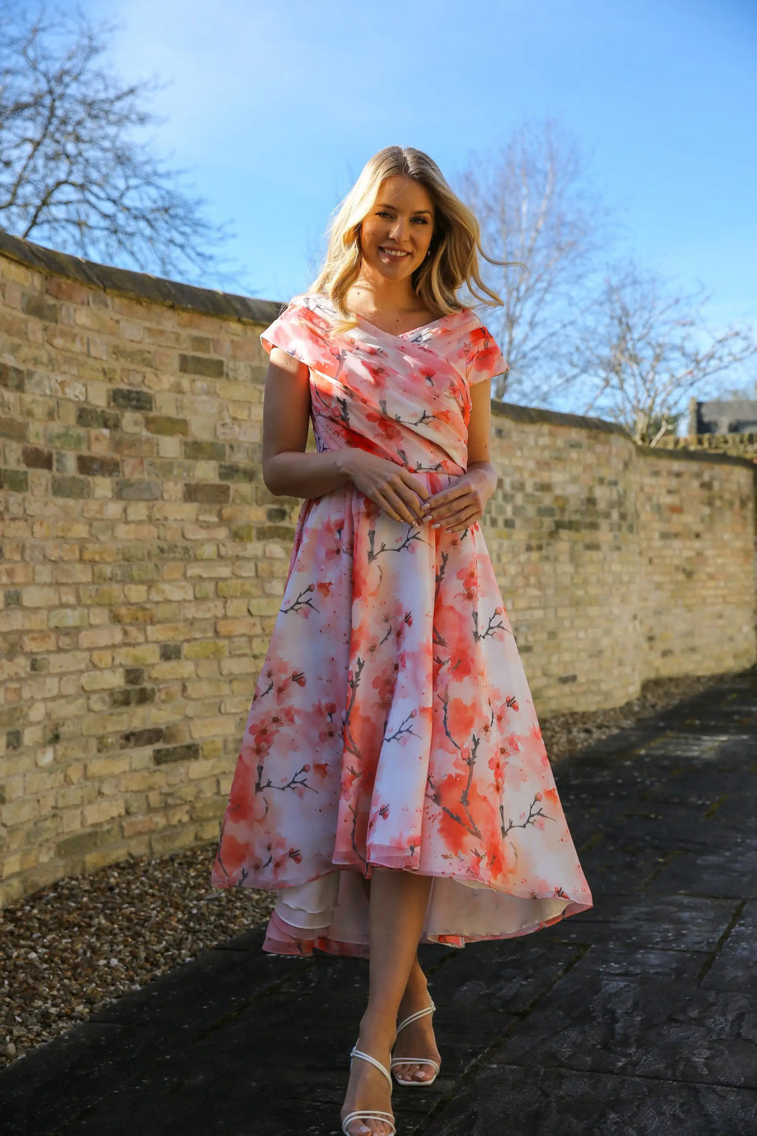 Blaize Flowing Chiffon Special Occasion Dress - Pink Floral