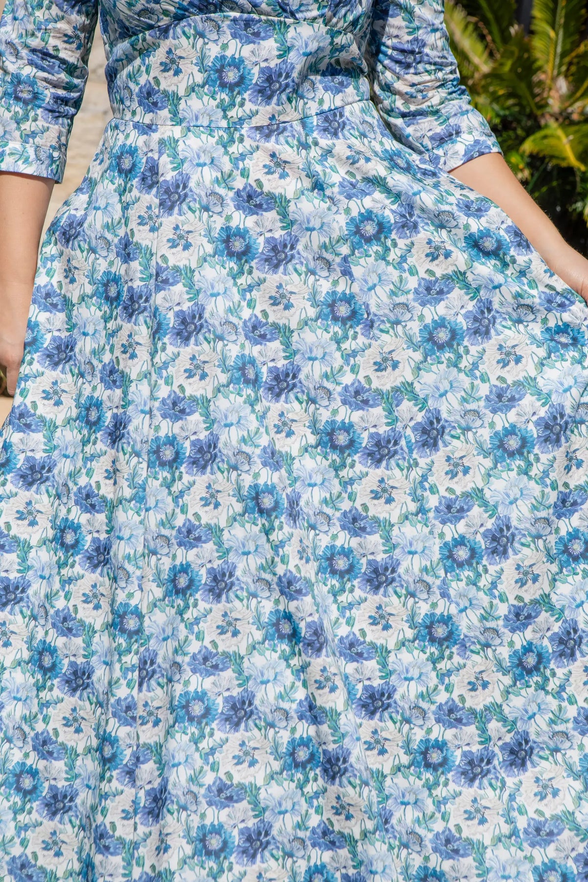 Bombshell Emma Dress Made with Liberty Tana Lawn™ Cotton in Poppy Amelie Blue
