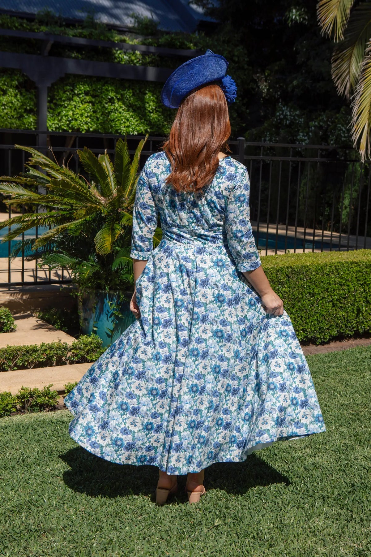 Bombshell Emma Dress Made with Liberty Tana Lawn™ Cotton in Poppy Amelie Blue