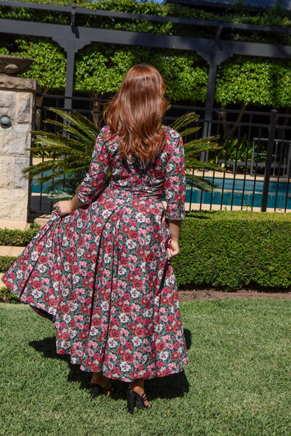 Bombshell Emma Dress Made with Liberty Tana Lawn™ Cotton in Poppy Amelie Red
