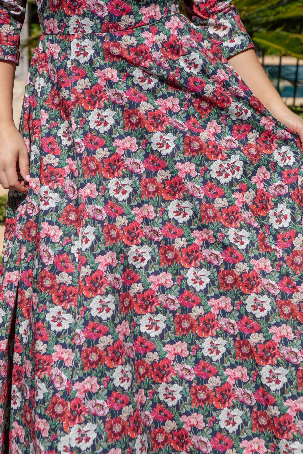 Bombshell Emma Dress Made with Liberty Tana Lawn™ Cotton in Poppy Amelie Red