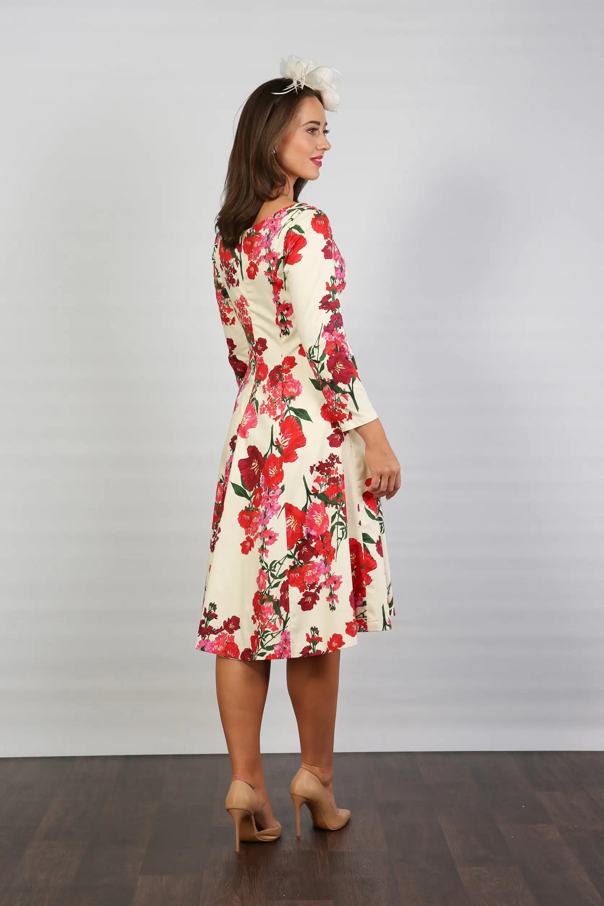 Bombshell Libby Bardot A-line Dress in Xanthe Magenta Red