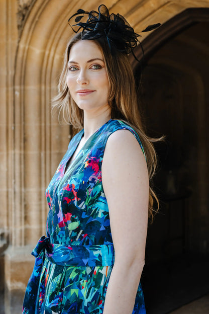 Bombshell Marcia Wrap Dress in Midnight Tropique Green
