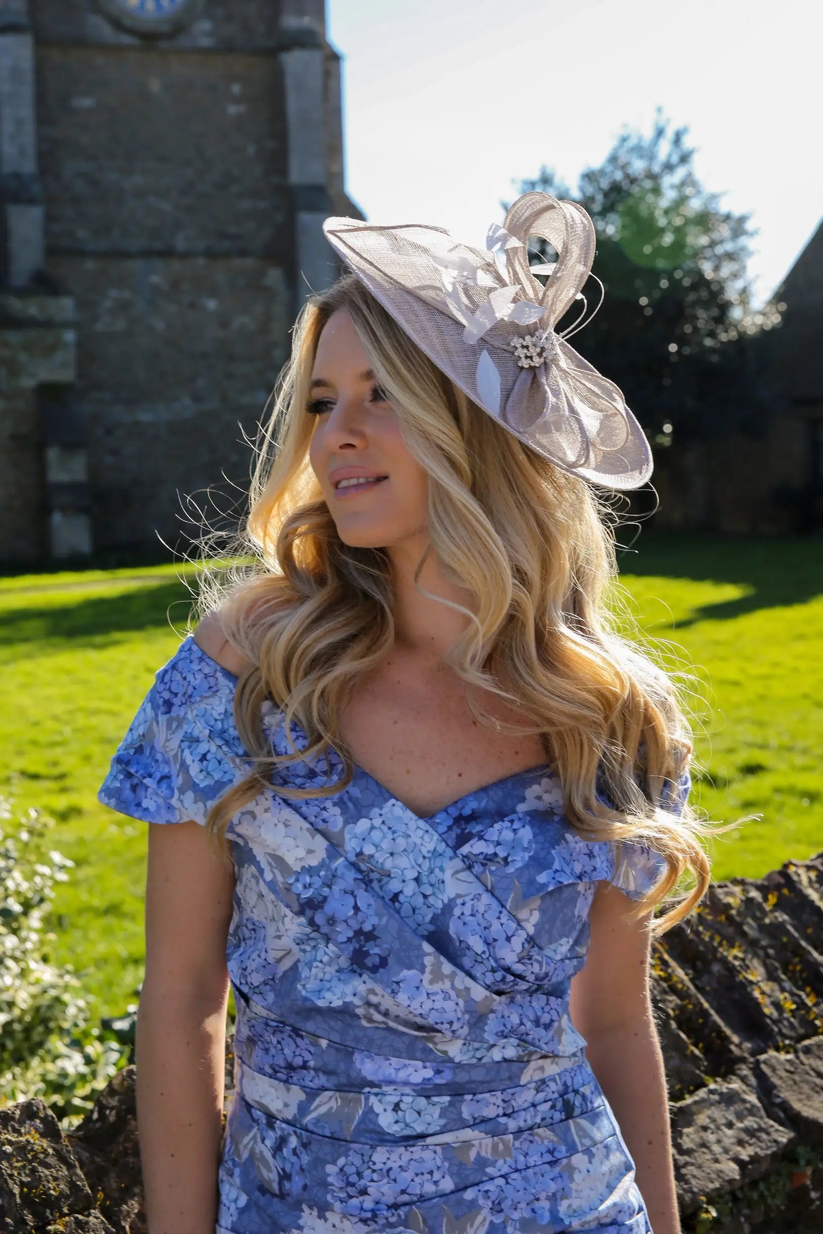 Bombshell Rhodes "Look at Me" Bardot Dress in Hydrangea Blue