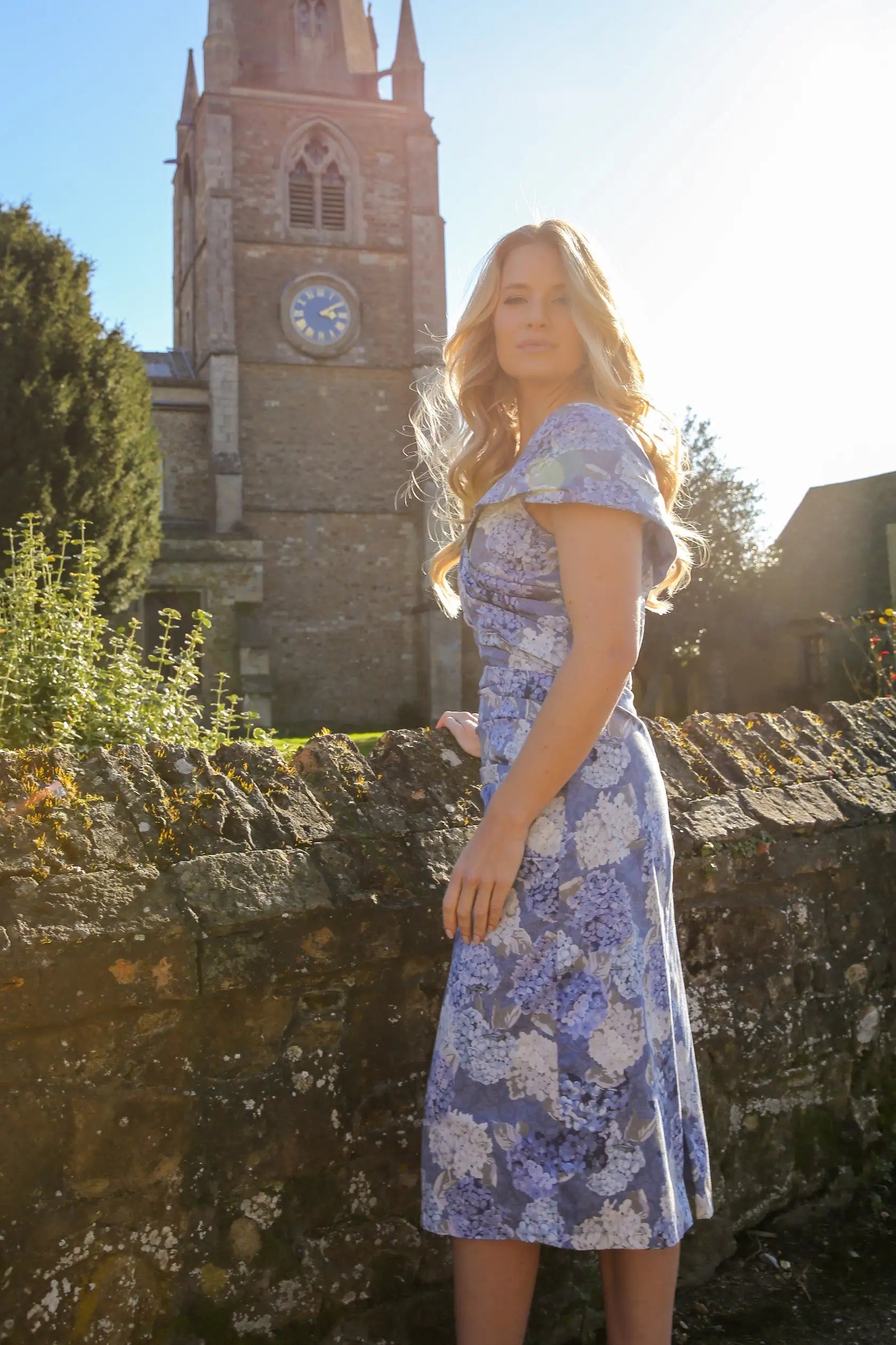Bombshell Rhodes "Look at Me" Bardot Dress in Hydrangea Blue