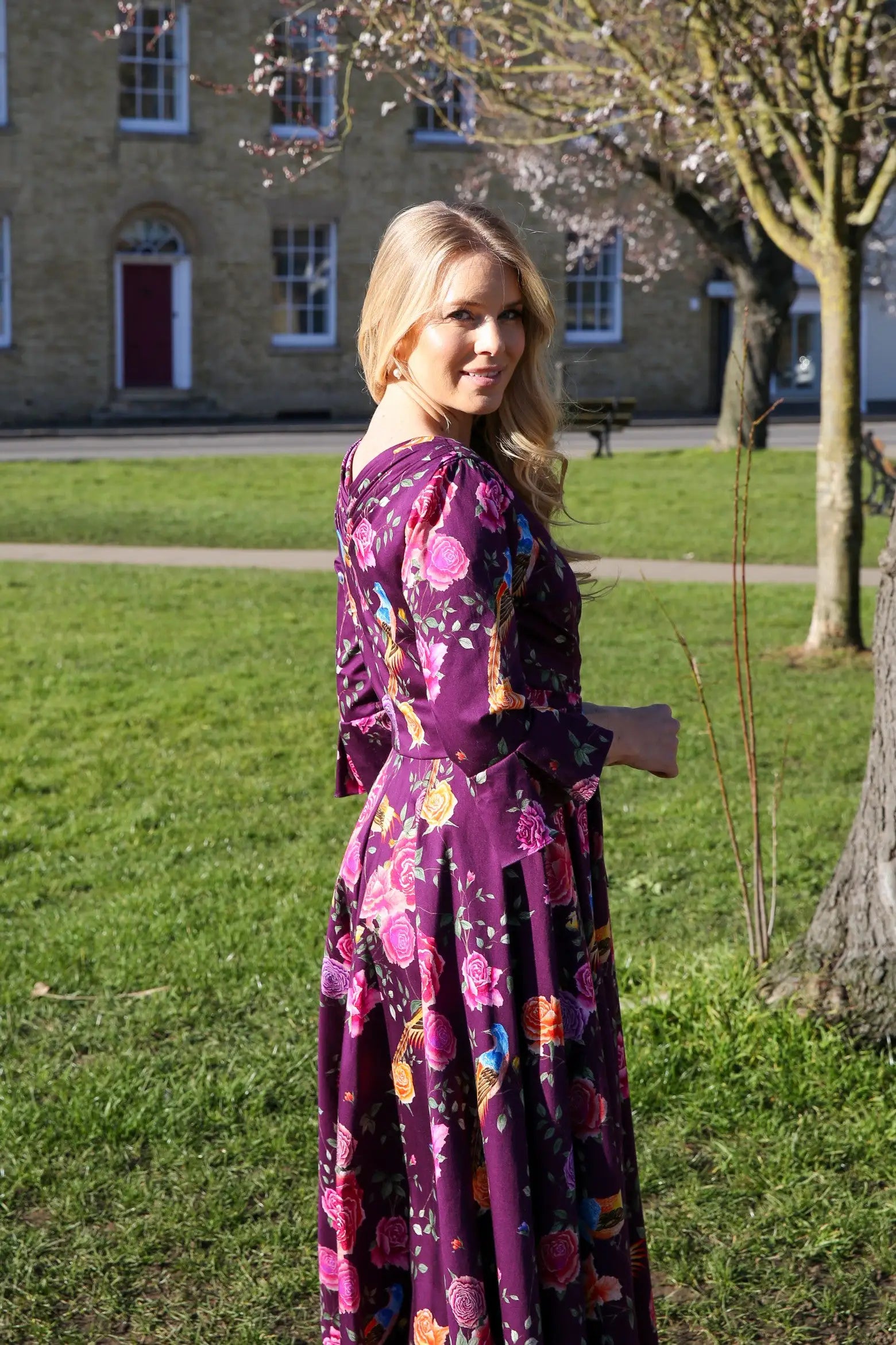 Bombshell Rosalind Confident Ruffle Cuff Dress in Imperial Phoenix