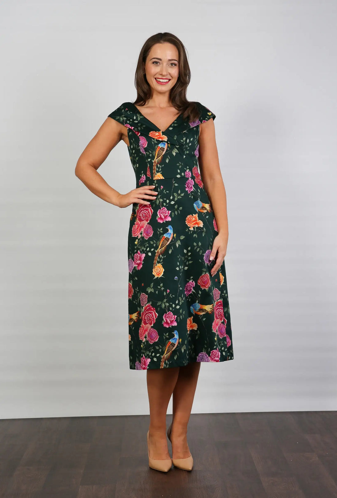Bombshell Ruth Simple &amp; Chic Floral Dress in Juniper Phoenix