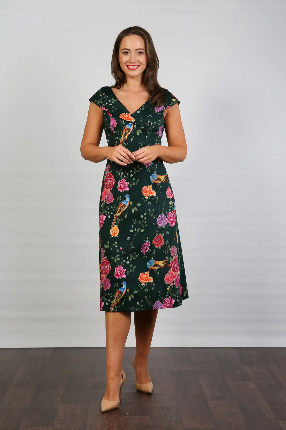 Bombshell Ruth Simple &amp; Chic Floral Dress in Juniper Phoenix