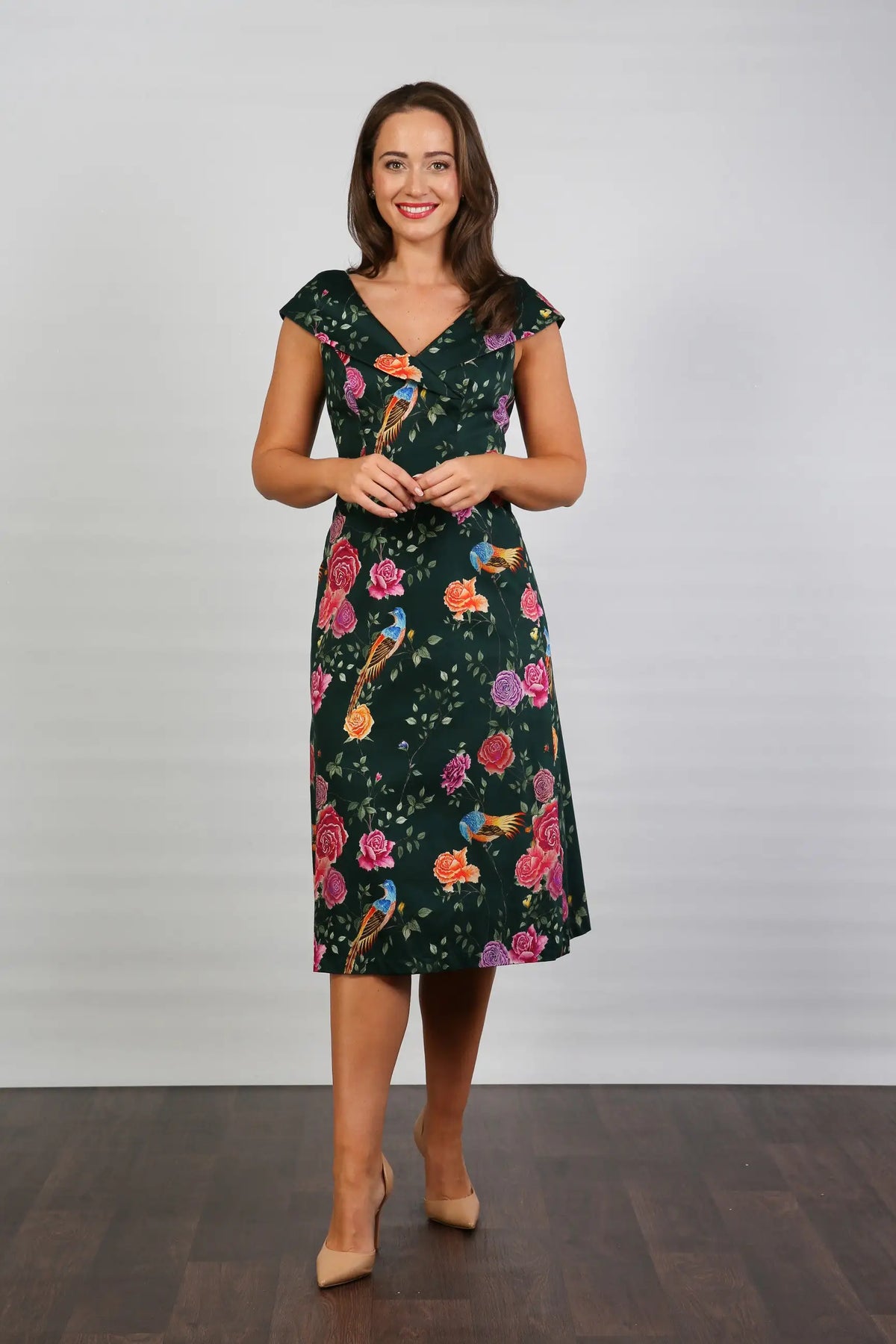 Bombshell Ruth Simple &amp; Chic Floral Dress in Juniper Phoenix