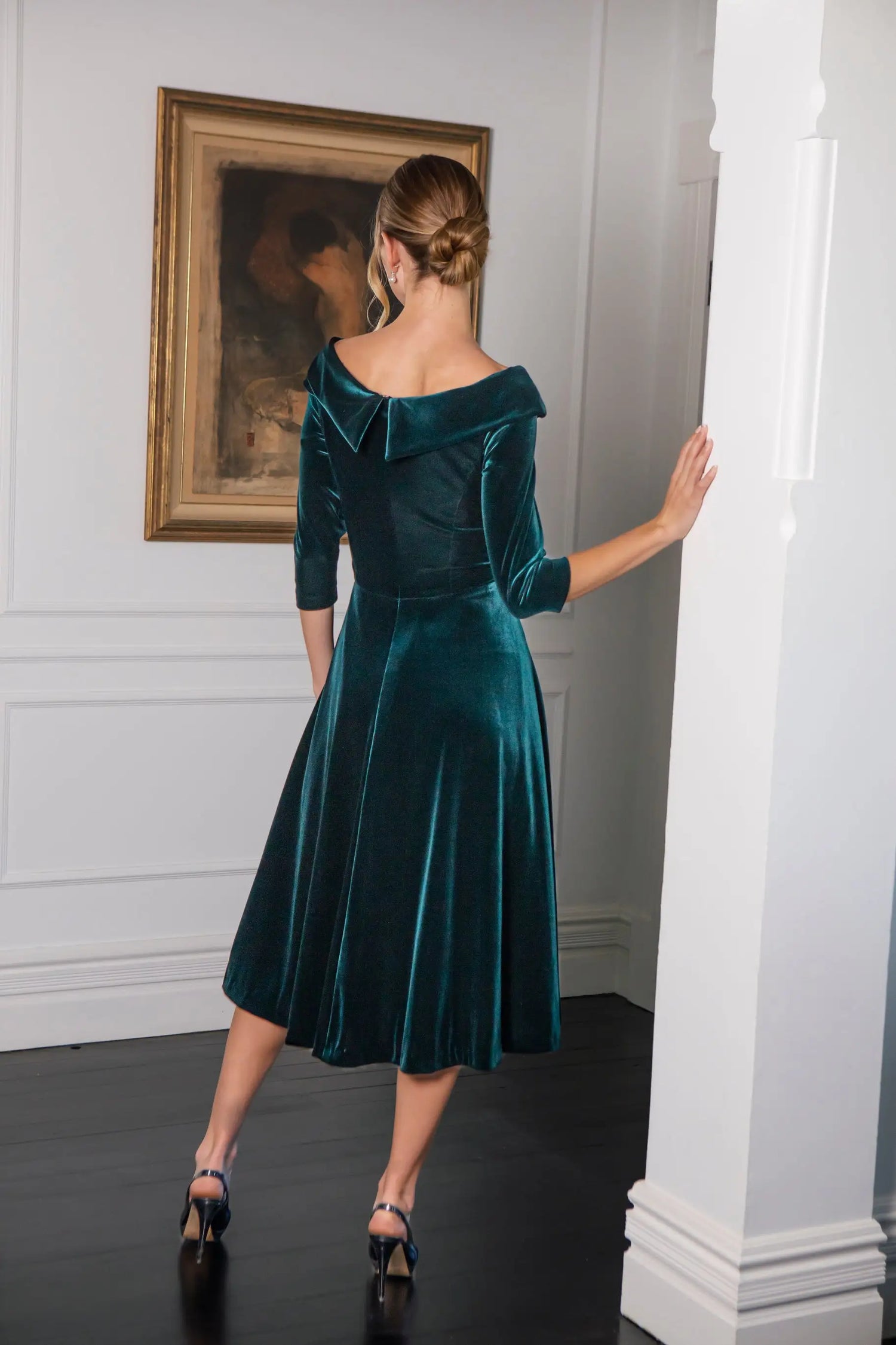 Bombshell Valentina Velvet Dress in Dark Emerald
