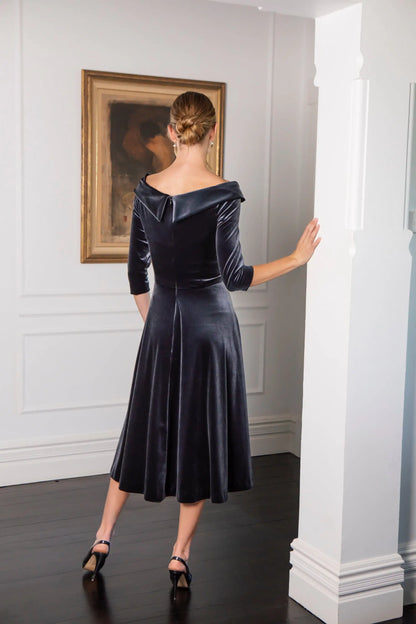 Bombshell Valentina Velvet Dress in Nightsky